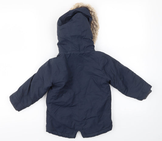 Next Boys Blue Basic Coat Coat Size 2 Years