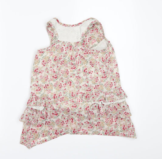 TU Girls Beige Floral Tunic Button-Up Size 5 Years