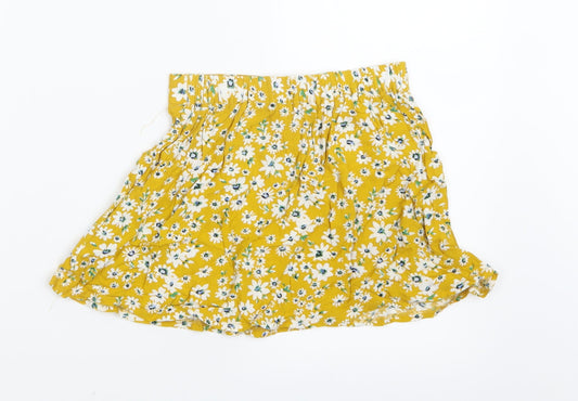 Miss E-vie Girls Yellow Floral A-Line Skirt Size 6-7 Years