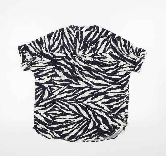 wearhouse Womens Blue Geometric Basic Blouse Size 6