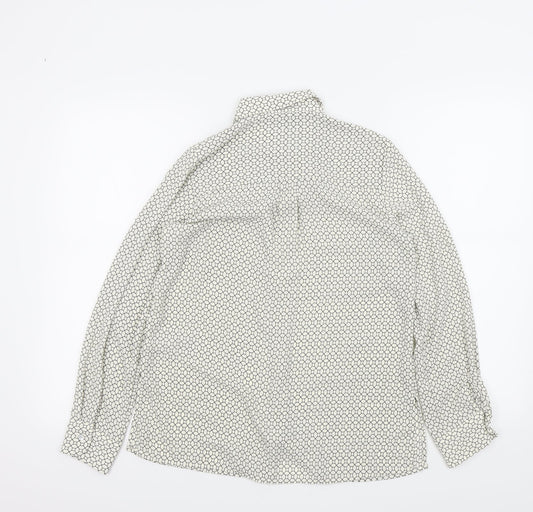 New Look Womens White Geometric Basic Button-Up Size 6