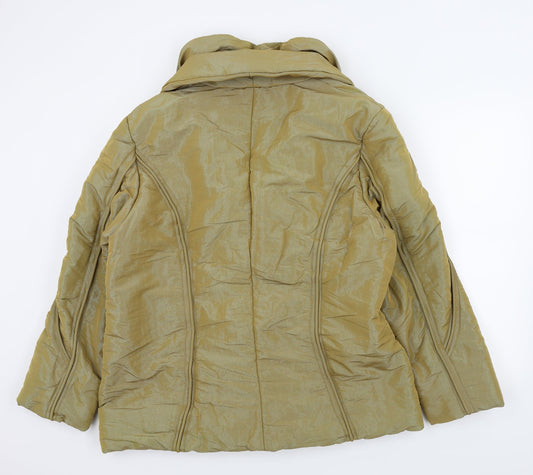 PREWONE Womens Gold Overcoat Jacket Size 44