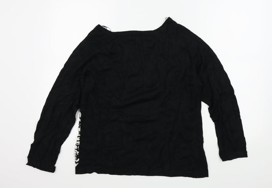 M&Co Womens Black Geometric Pullover Jumper Size 20