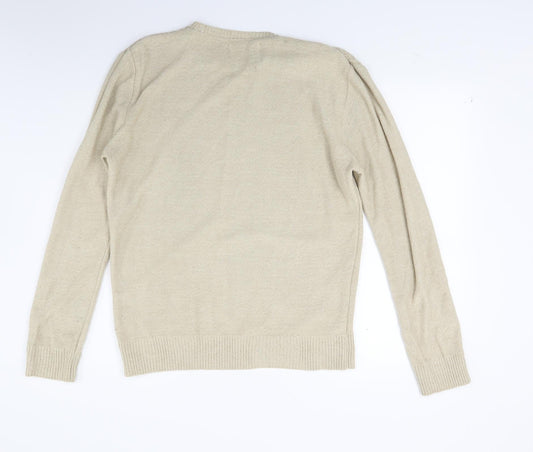 River Island Mens Beige Knit Pullover Jumper Size M