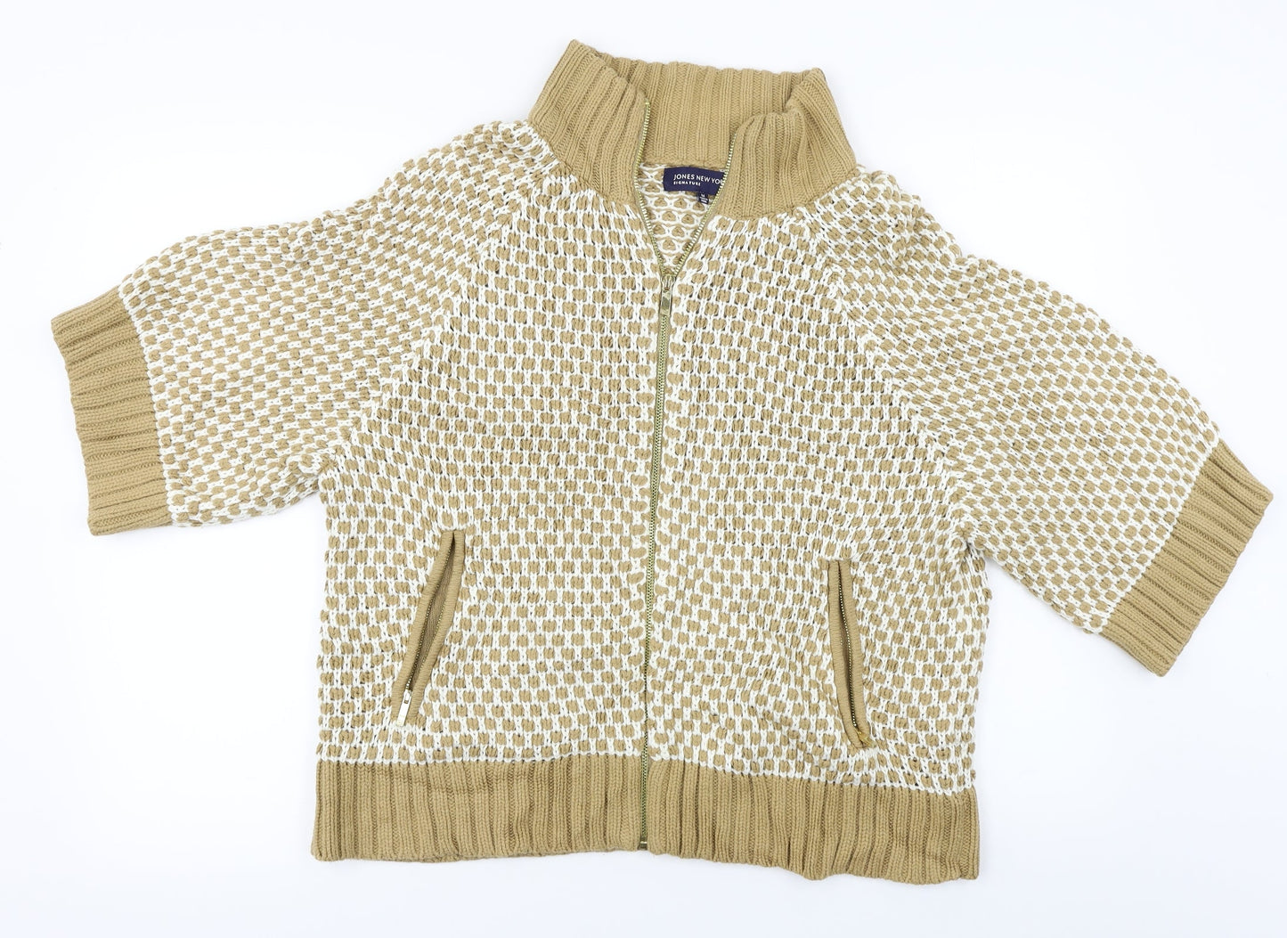 Jones New York Womens Beige Full Zip Jumper Size M
