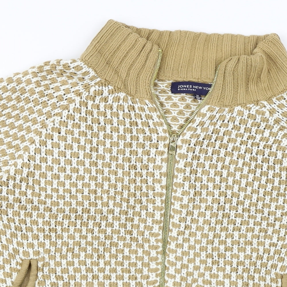 Jones New York Womens Beige Full Zip Jumper Size M