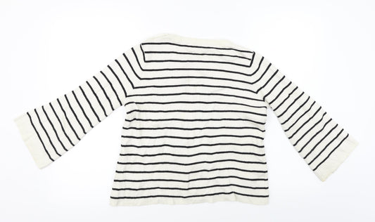 Marks and Spencer Womens White Striped Pullover Jumper Size 10