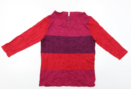 M&Co Womens Red Striped Pullover Jumper Size 14