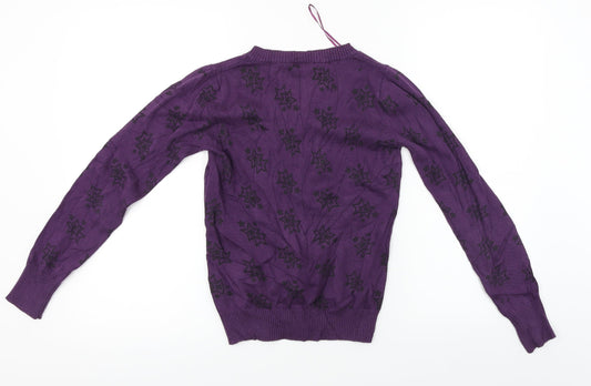 XSIDE Womens Purple Pullover Jumper Size XS