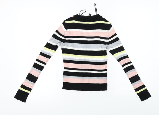 H&M Womens Black Striped Pullover Jumper Size S