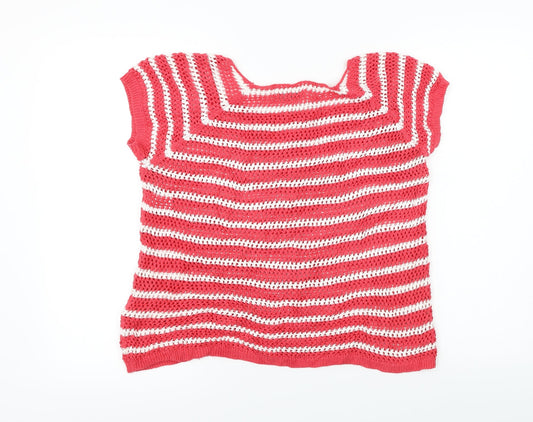 ose o ose Womens Pink Striped Pullover Jumper Size M