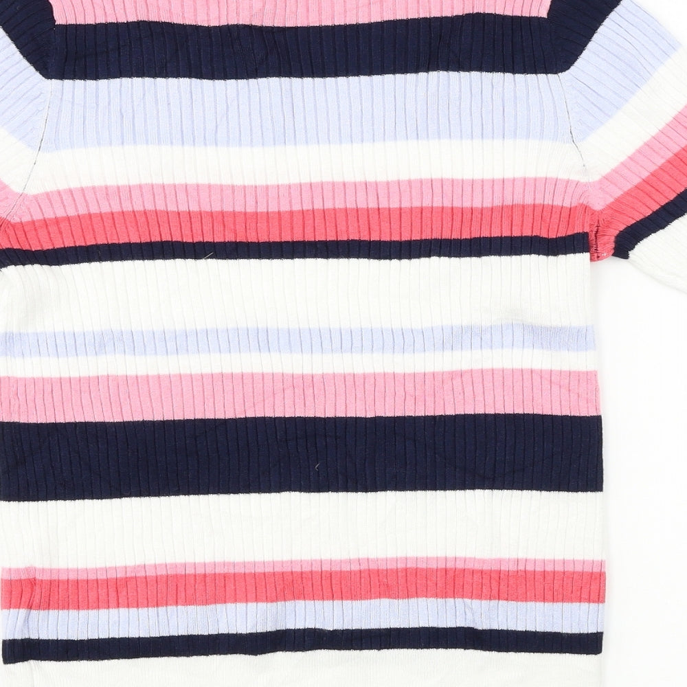 Marks and Spencer Womens White Striped Pullover Jumper Size 12