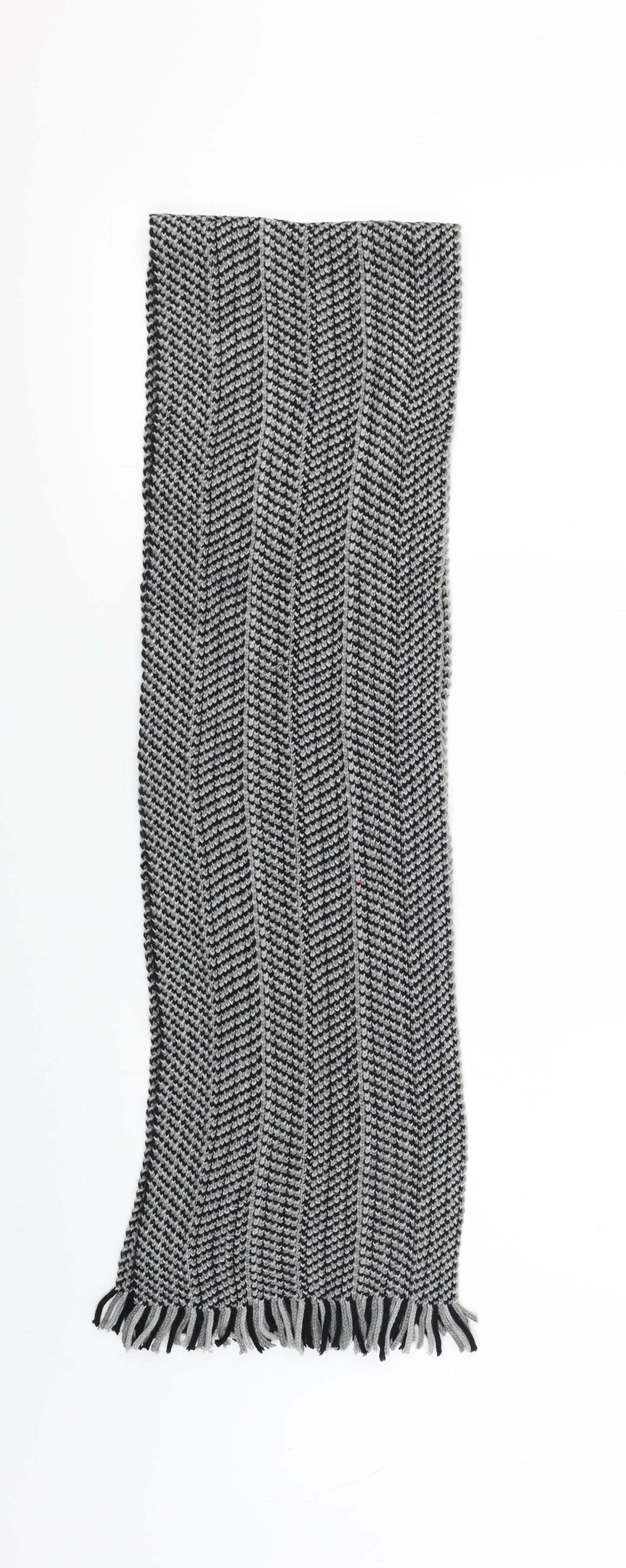 Preworn Mens Black Striped Scarf One Size