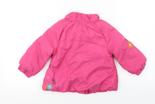 NEXT Girls Orange Floral Jacket Coat Size 2 Years