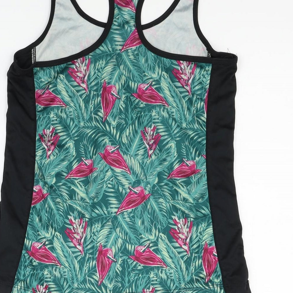 Critvit Womens Green Floral Basic Tank Size S