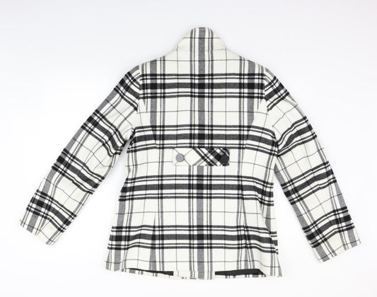 Marks and Spencer Womens White Check Jacket Coat Size 12