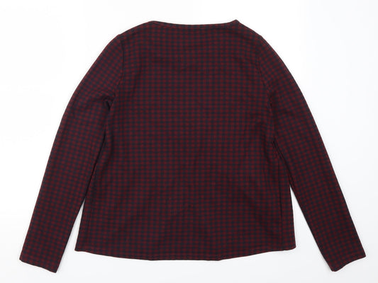 Zara Womens Red Check Basic T-Shirt Size S