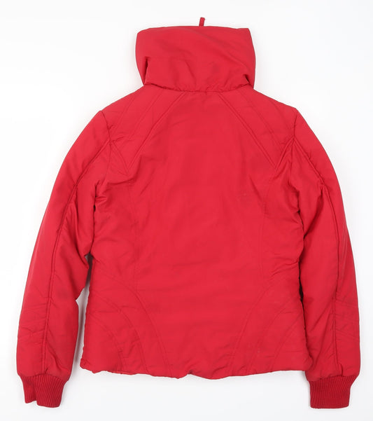 MNG Womens Red Quilted Coat Size L