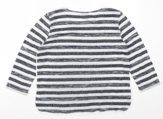 Oasis Womens Blue Striped Pullover Jumper Size L
