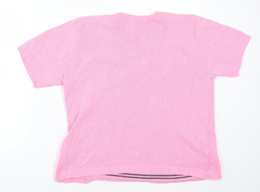 Me Womens Pink Striped Cardigan Jumper Size L - Cardigan and Top All in One
