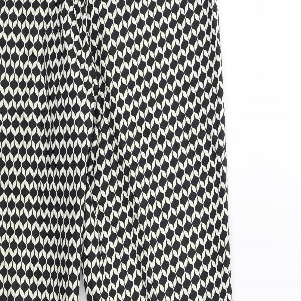 H&M Womens Black Geometric Trousers Size 8 L27 in