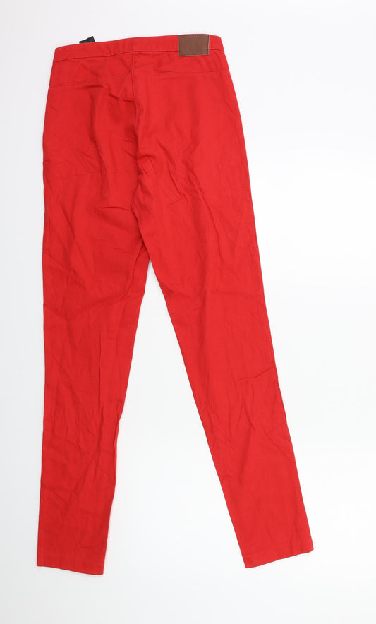 H&M Womens Red Denim Skinny Jeans Size 8 L29 in
