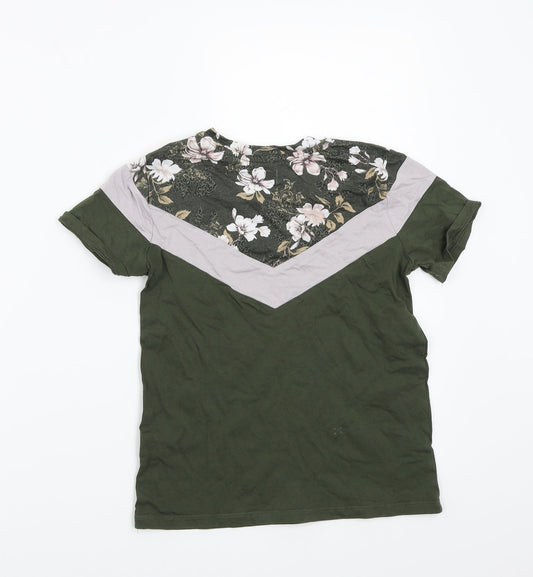 River Island Boys Green Floral Basic T-Shirt Size 7 Years