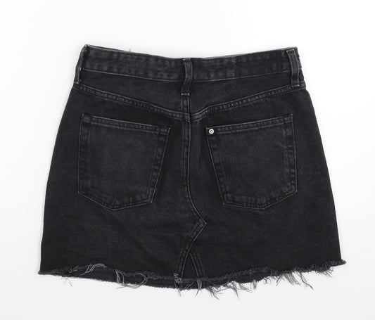 H&M Womens Black Denim A-Line Skirt Size 8