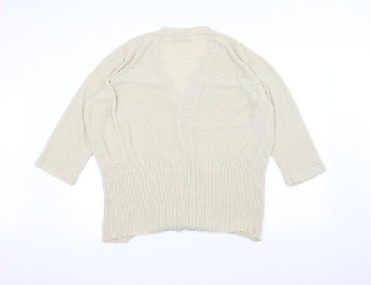 BM Womens White Knit Jacket Coatigan Size XL