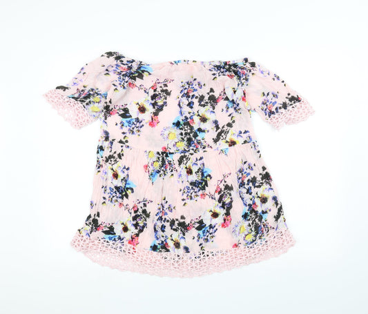 rires riort Womens Pink Floral A-Line Size S