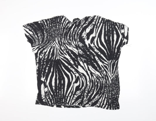 Dorothy Perkins Womens Black Animal Print Basic T-Shirt Size M
