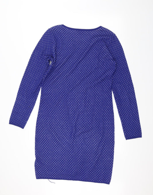 Salty Crew Womens Blue Polka Dot A-Line Size 12
