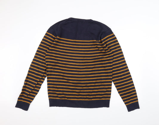Easy Womens Blue Striped Pullover Jumper Size M