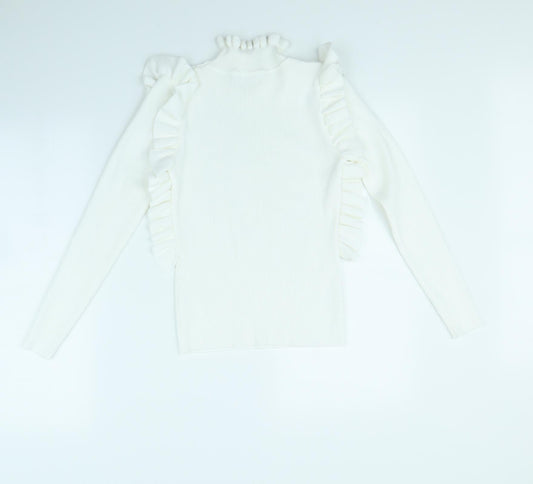 FLM Womens White Pullover Jumper Size S