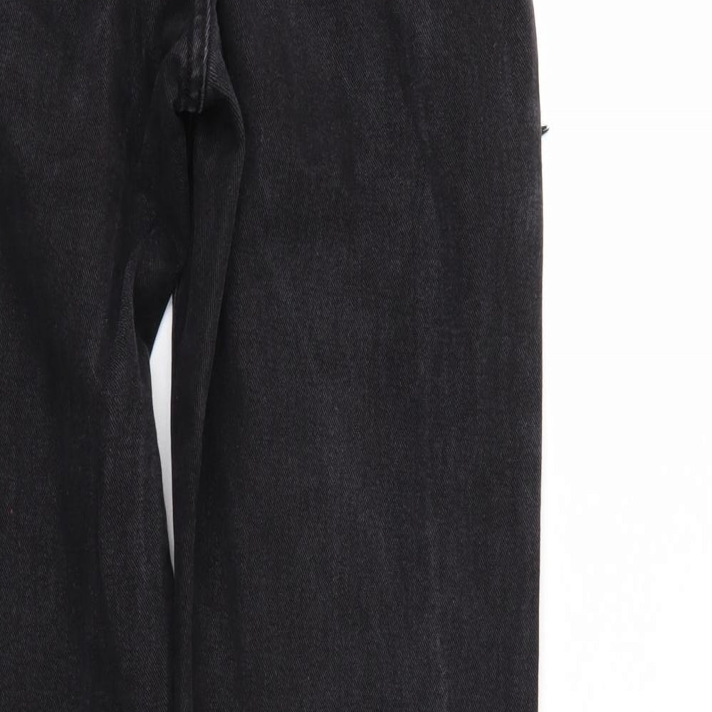 PRETTYLITTLETHING Womens Black Denim Straight Jeans Size 12 L31 in