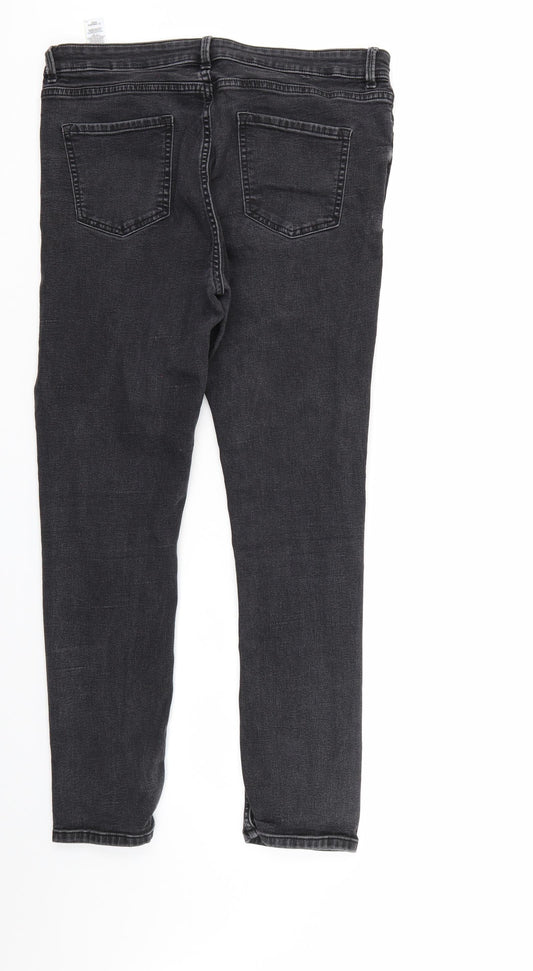 M&S Womens Black Denim Straight Jeans Size 6 L28 in