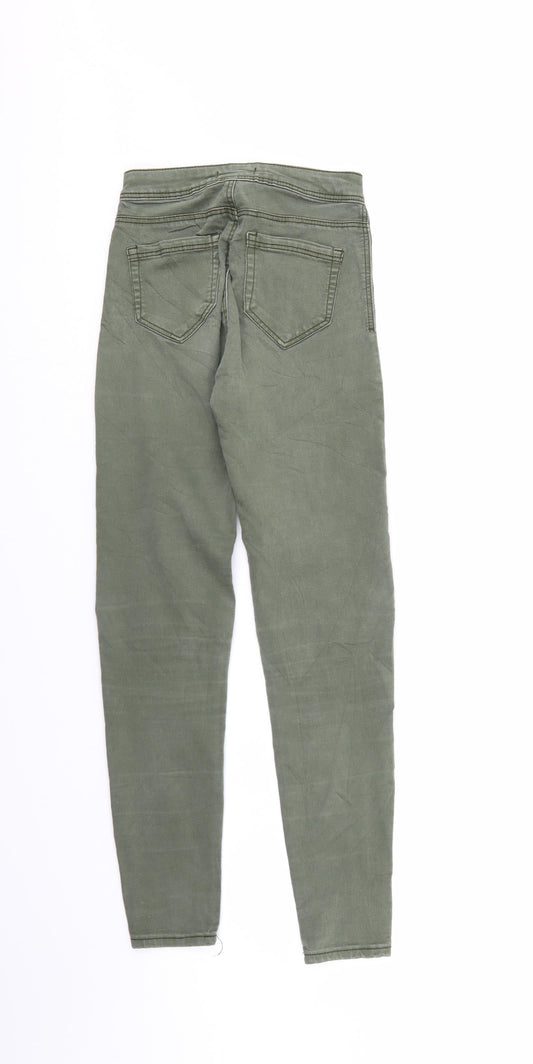 Bershka Womens Green Denim Tapered Jeans Size 4 L27 in