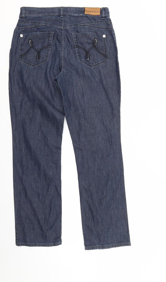 LAURA DI SARPI Womens Blue Denim Straight Jeans Size 10 L28 in