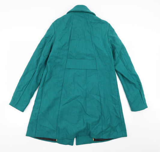 H&M Womens Green Overcoat Jacket Size 8