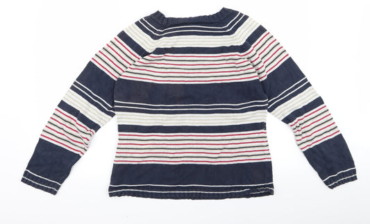 Preworn Girls Blue Striped Pullover Jumper Size M