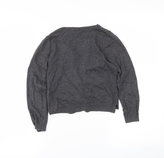 H&M Girls Grey Cardigan Jumper Size 5-6 Years