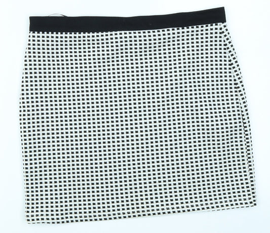 Select Womens Black Check A-Line Skirt Size 12