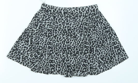 Soto Girls Grey Animal Print Flare Skirt Size 11 Years