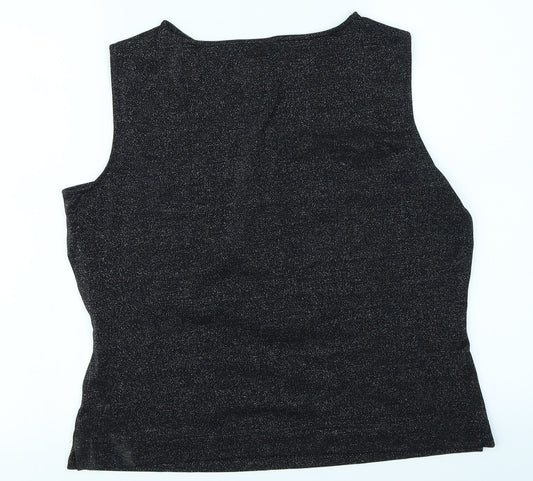 St Michael Womens Black Basic T-Shirt Size 16