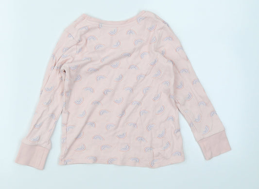 George Girls Pink Basic T-Shirt Size 4-5 Years - rainbow pattern