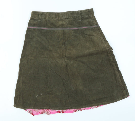 La Compagnie des Petits Girls Green Corduroy A-Line Skirt Size 8 Years