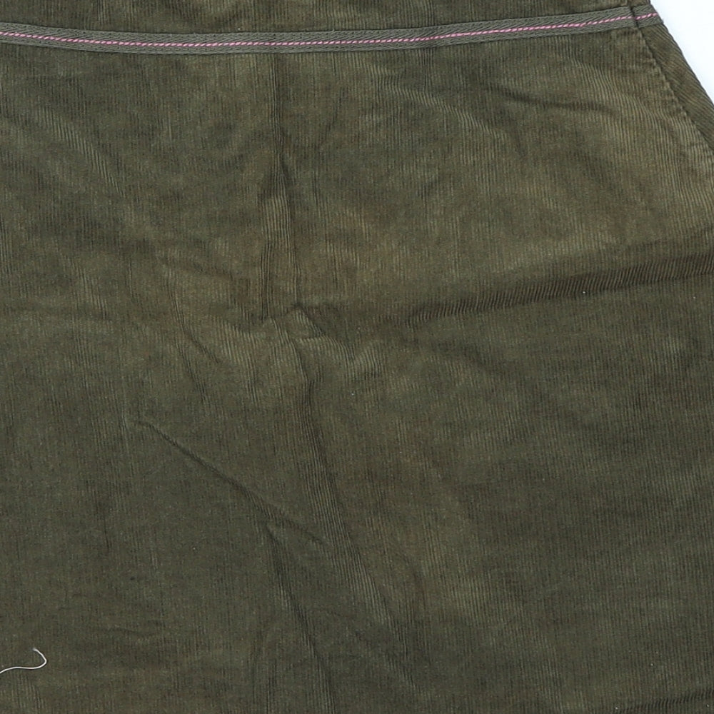 La Compagnie des Petits Girls Green Corduroy A-Line Skirt Size 8 Years