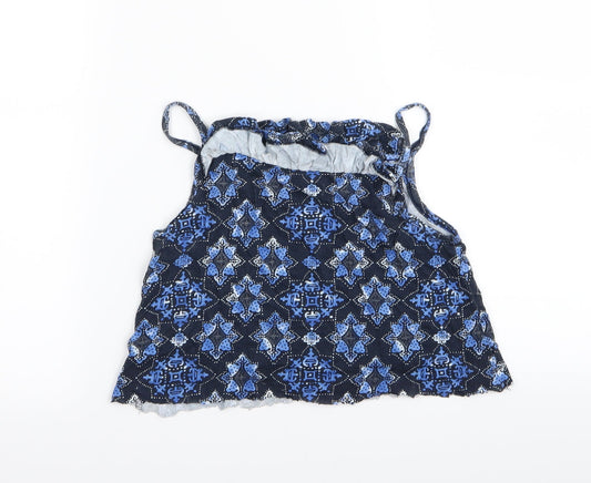 YD Girls Blue Geometric Camisole Tank Size 11-12 Years - crop