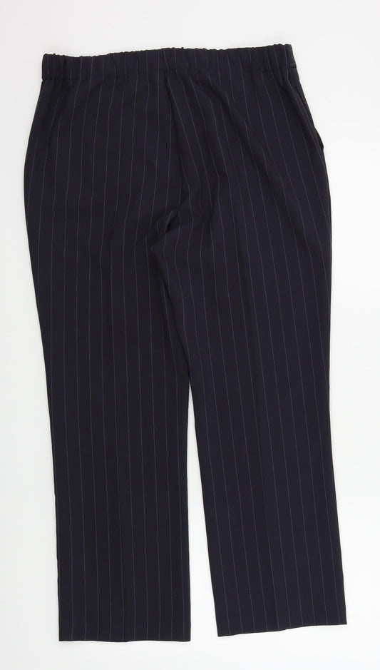 Preworn Womens Blue Striped Trousers Size 12 L27 in