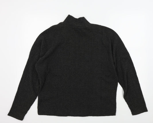 Pieces Womens Grey Henley Jumper Size L